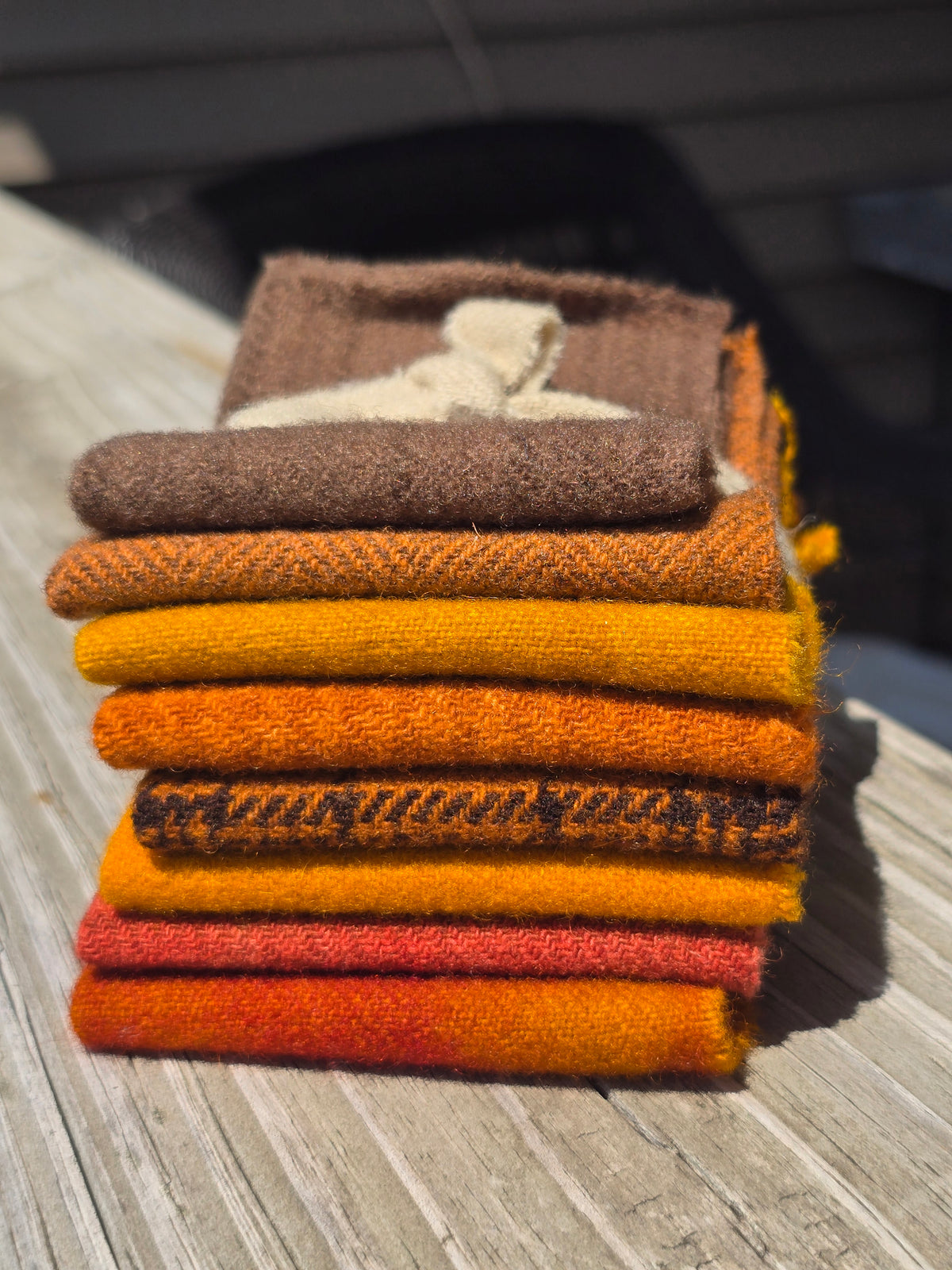 Petals and Blooms - Hand Dyed Wool Bundle - 8 Fat 16ths or 8 Fat 32nds - Autumn Leaves - Wool Fabric