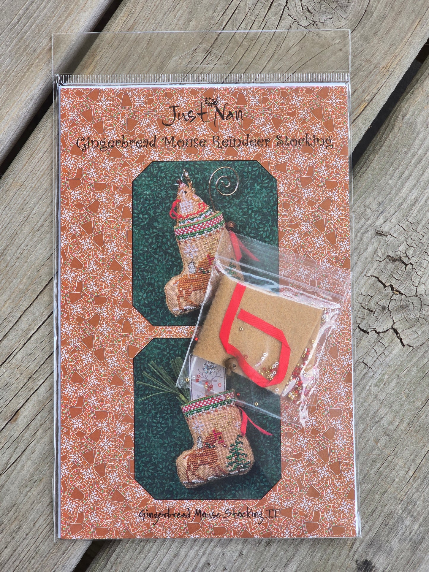 Just Nan - Gingerbread Mouse Reindeer Stocking - Gingerbread Mouse Stocking II - Cross Stitch Pattern