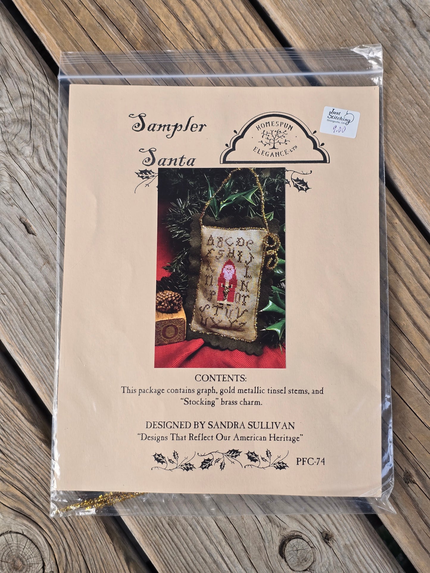 Homespun Elegance - Sampler Santa - Cross Stitch Pattern