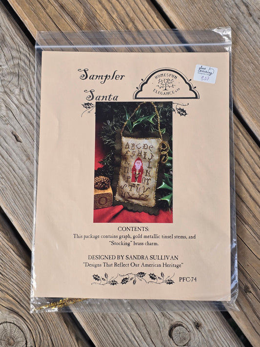Homespun Elegance - Sampler Santa - Cross Stitch Pattern