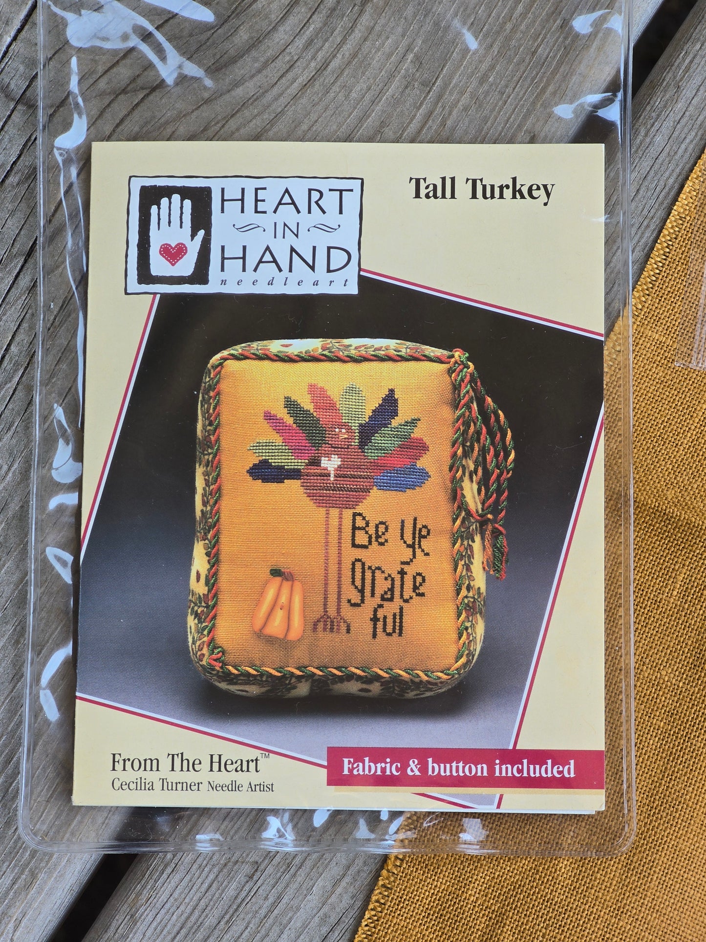 Heart in Hand - Tall Turkey - Completed Cross Stitch