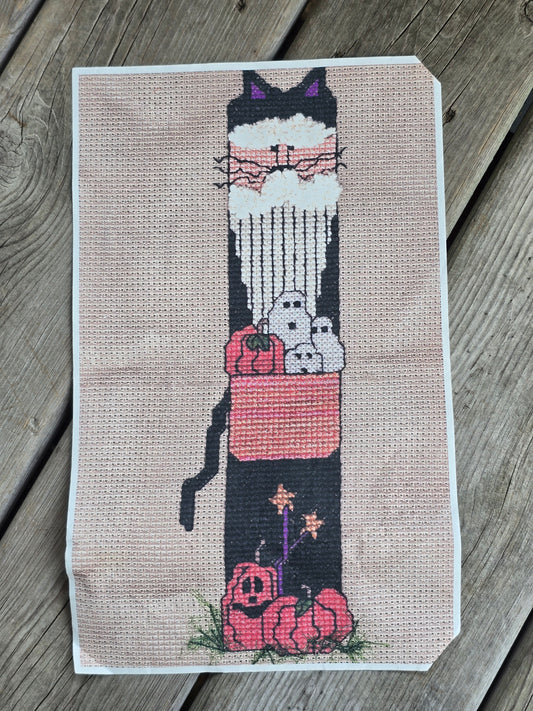 Holiday Sparrow Designs - One Cool Cat - Partially Completed Cross Stitch