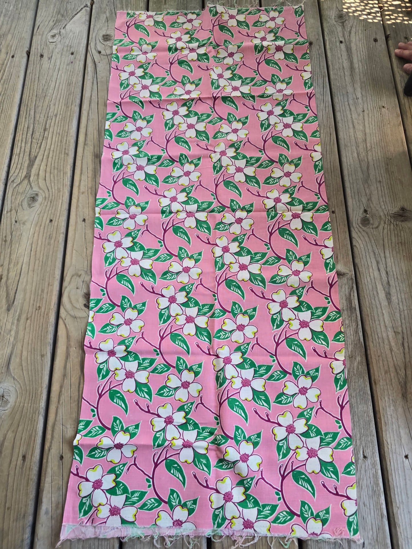 Pink, Green, White and Burgundy Floral - Linens - Feed Sack