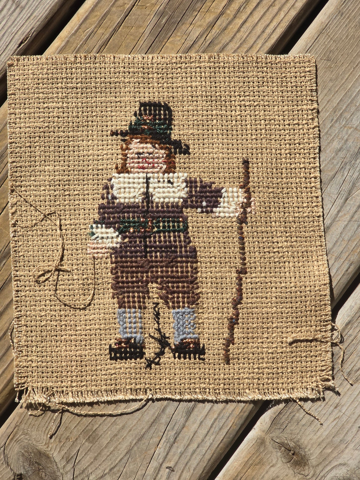Fishing Pilgrim - Completed Cross Stitch