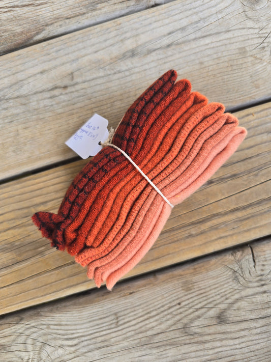 Petals and Blooms - Hand-Dyed Wool Bundle - Fat Sixteenths - Rust