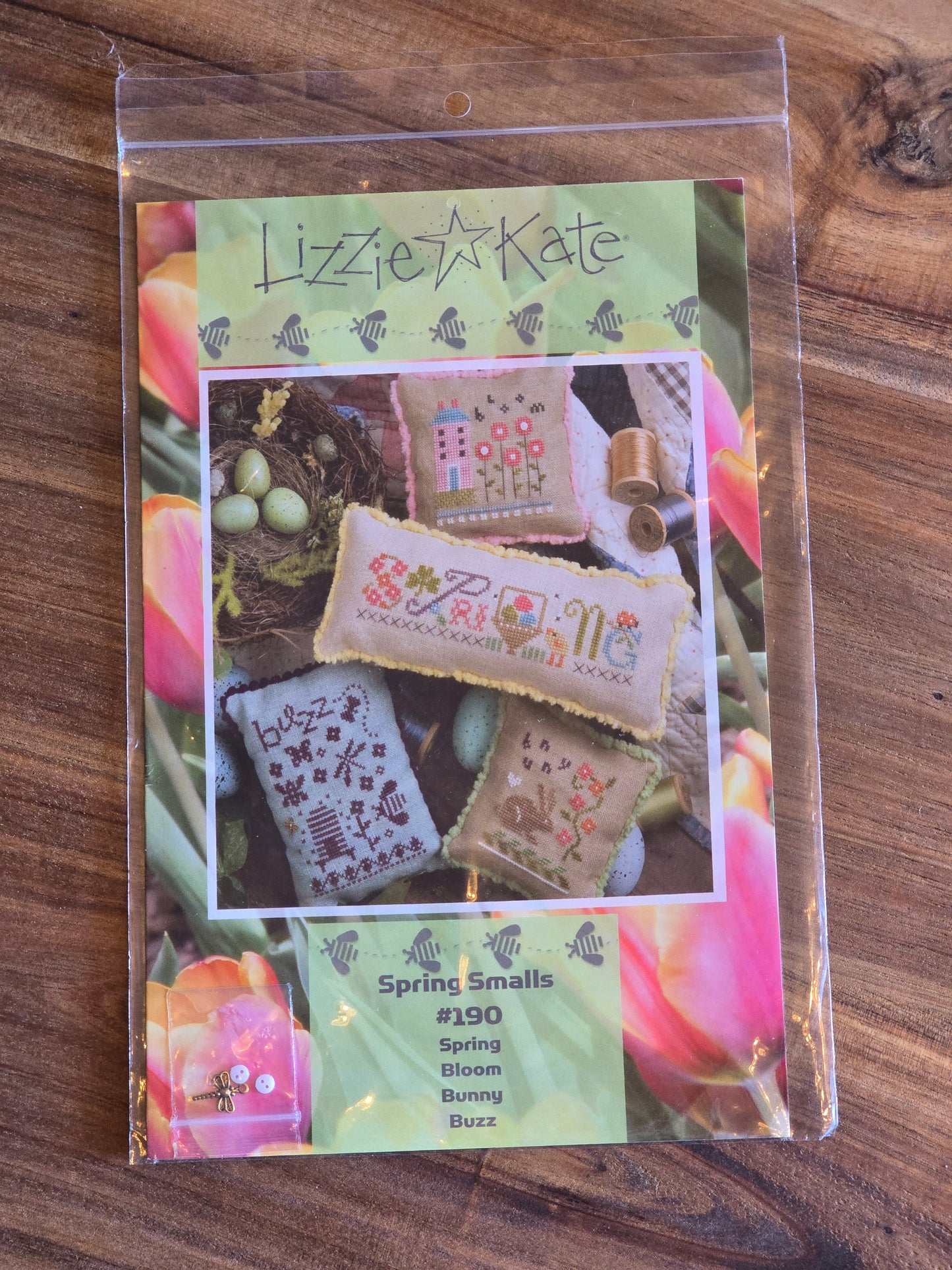 Lizzie Kate - Spring Smalls - Spring Bloom Bunny Buzz - #190 - Cross Stitch Pattern