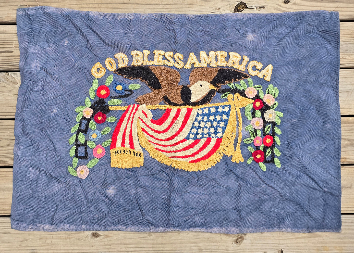 God Bless America Hooked Piece - Home Decor